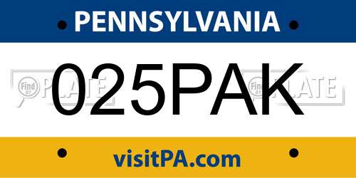 025PAK Pennsylvania License Plate
