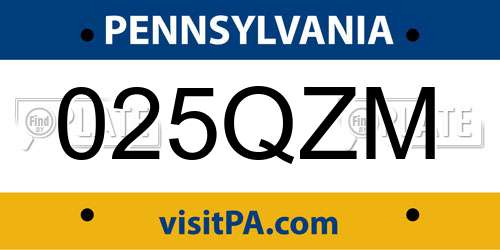 025QZM Pennsylvania License Plate