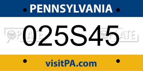 025S45 Pennsylvania License Plate