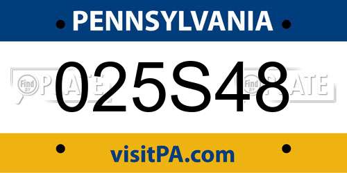 025S48 Pennsylvania License Plate