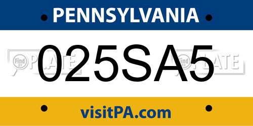 025SA5 Pennsylvania License Plate