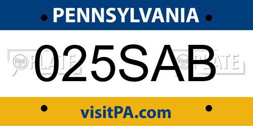 025SAB Pennsylvania License Plate
