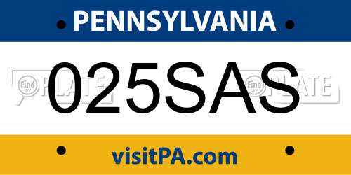 025SAS Pennsylvania License Plate