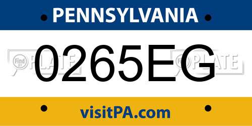0265EG Pennsylvania License Plate