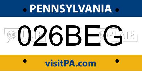 026BEG Pennsylvania License Plate