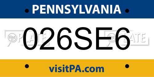 026SE6 Pennsylvania License Plate