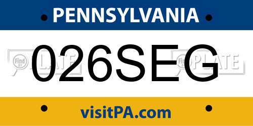 026SEG Pennsylvania License Plate