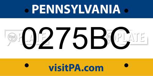 0275BC Pennsylvania License Plate