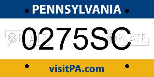 0275SC Pennsylvania License Plate