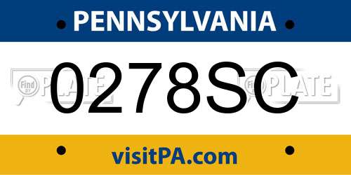 0278SC Pennsylvania License Plate