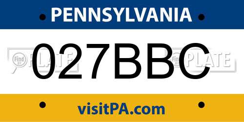 027BBC Pennsylvania License Plate