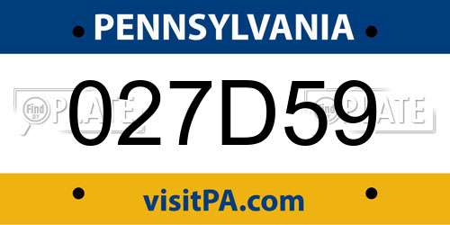 027D59 Pennsylvania License Plate