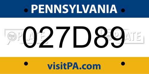 027D89 Pennsylvania License Plate