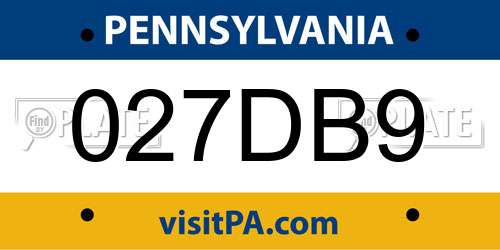 027DB9 Pennsylvania License Plate