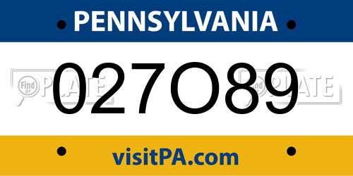 027O89 Pennsylvania License Plate