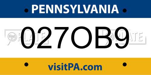 027OB9 Pennsylvania License Plate