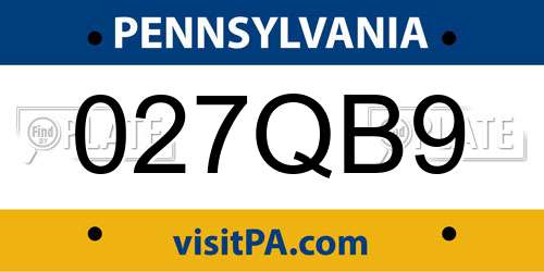 027QB9 Pennsylvania License Plate