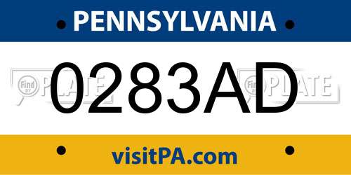 0283AD Pennsylvania License Plate