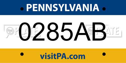 0285AB Pennsylvania License Plate