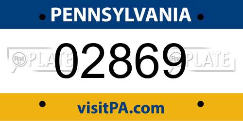 02869 Pennsylvania License Plate