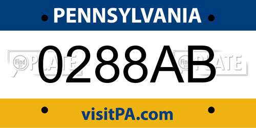 0288AB Pennsylvania License Plate