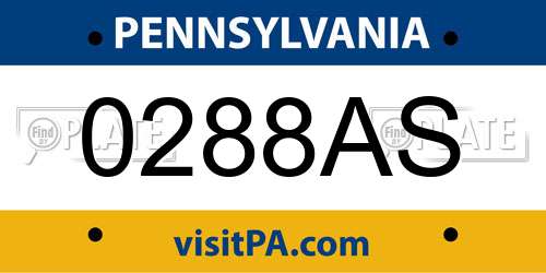 0288AS Pennsylvania License Plate