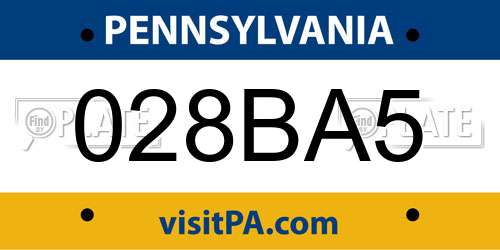028BA5 Pennsylvania License Plate