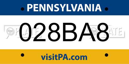 028BA8 Pennsylvania License Plate