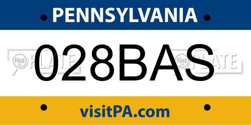 028BAS Pennsylvania License Plate