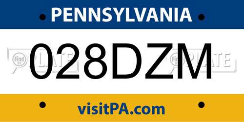 028DZM Pennsylvania License Plate