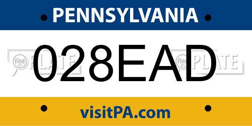 028EAD Pennsylvania License Plate