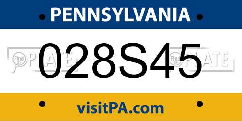028S45 Pennsylvania License Plate