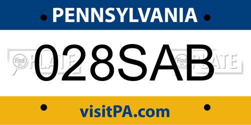 028SAB Pennsylvania License Plate