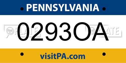 0293OA Pennsylvania License Plate