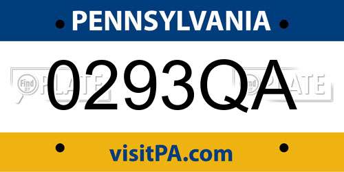 0293QA Pennsylvania License Plate