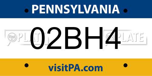 02BH4 Pennsylvania License Plate