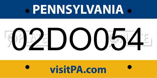 02DO054 Pennsylvania License Plate
