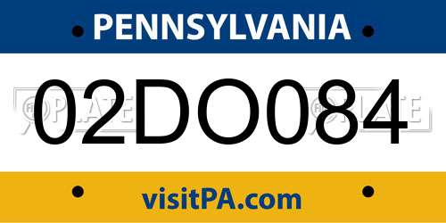 02DO084 Pennsylvania License Plate