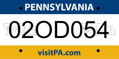 02OD054 Pennsylvania License Plate