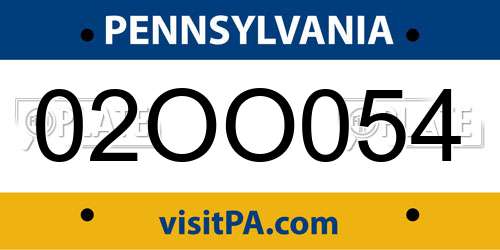 02OO054 Pennsylvania License Plate