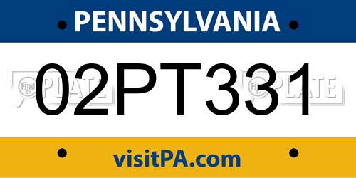 02PT331 Pennsylvania License Plate