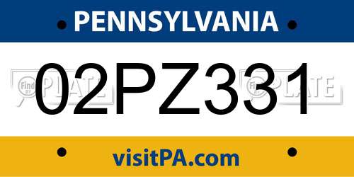 02PZ331 Pennsylvania License Plate