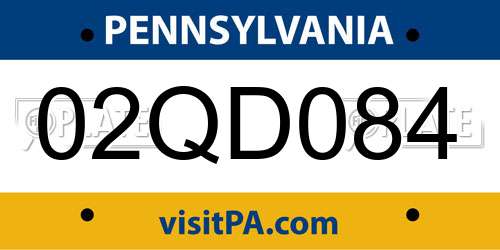 02QD084 Pennsylvania License Plate