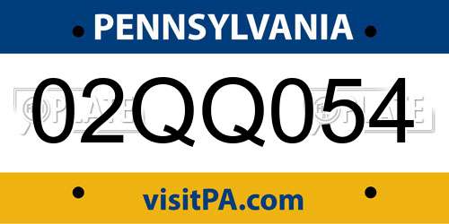 02QQ054 Pennsylvania License Plate