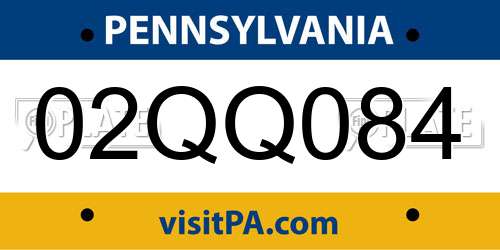 02QQ084 Pennsylvania License Plate
