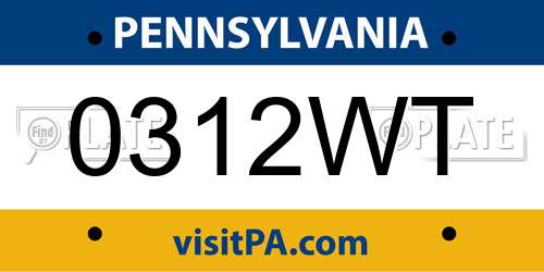 0312WT Pennsylvania License Plate