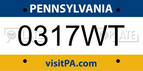 0317WT Pennsylvania License Plate