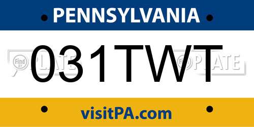 031TWT Pennsylvania License Plate