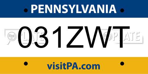 031ZWT Pennsylvania License Plate