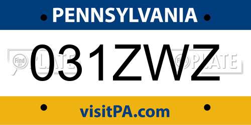 031ZWZ Pennsylvania License Plate
